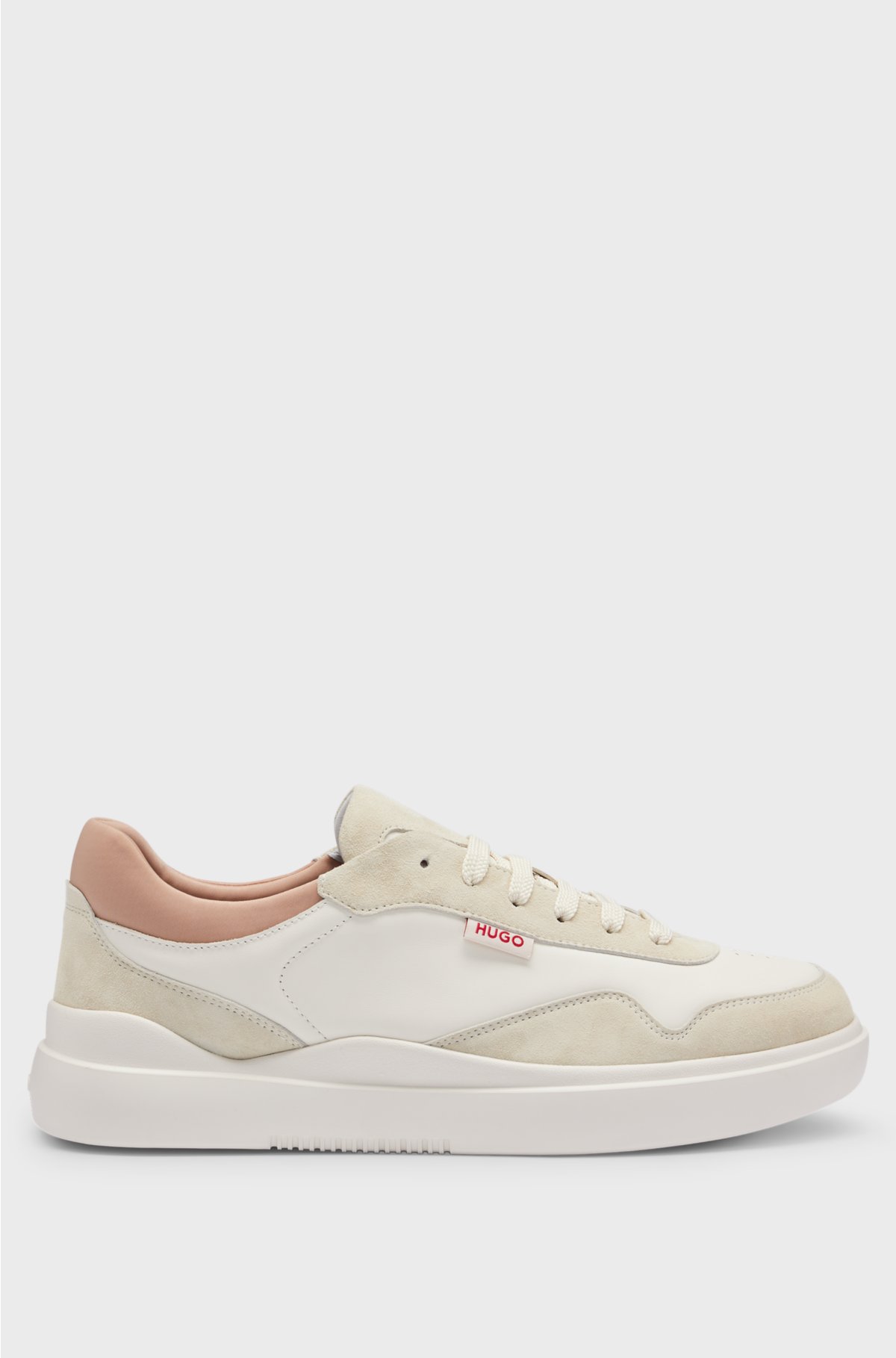 Cupsole-style trainers in leather and suede, White