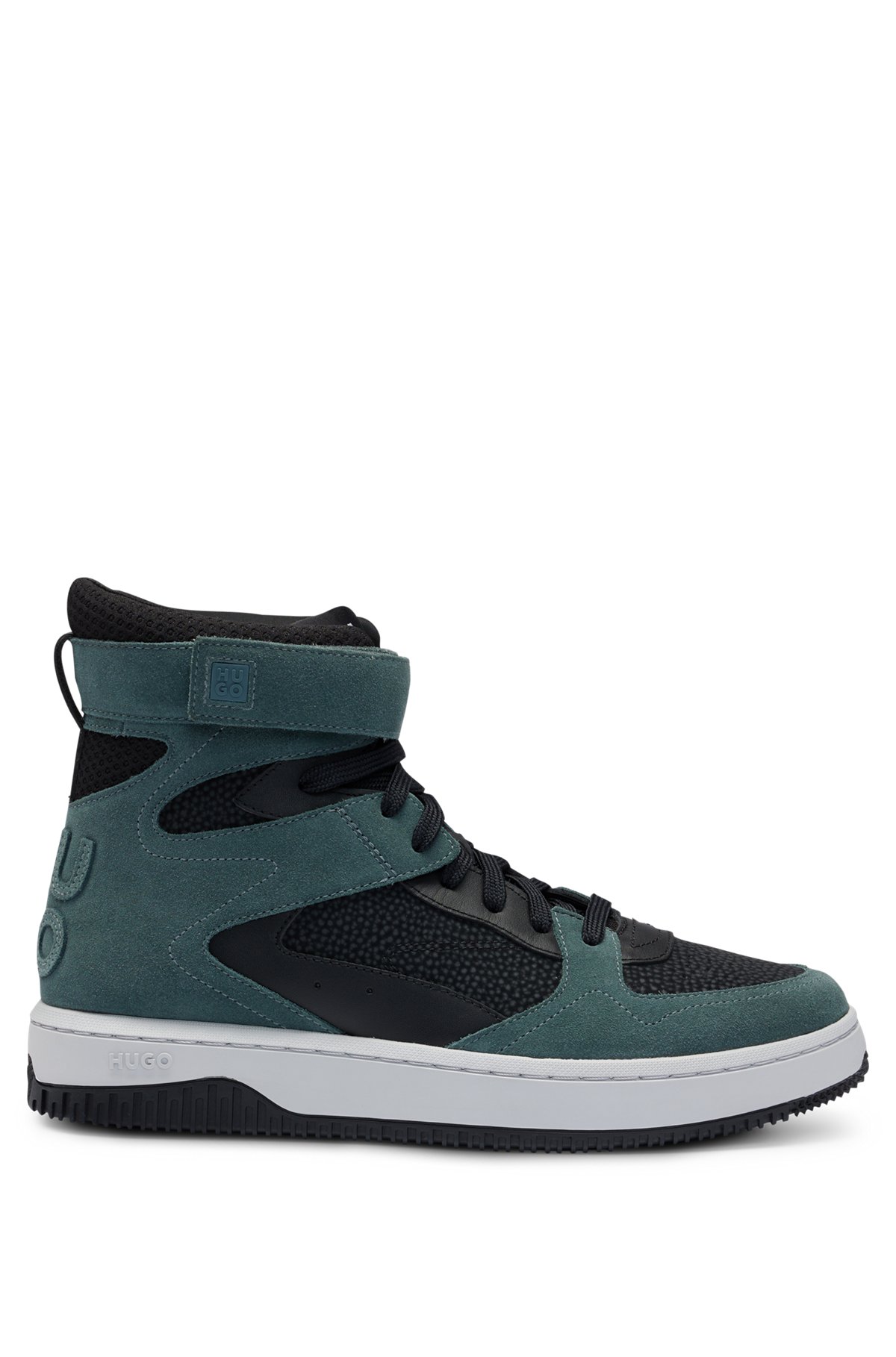 High-top trainers in a panelled design, Light Green