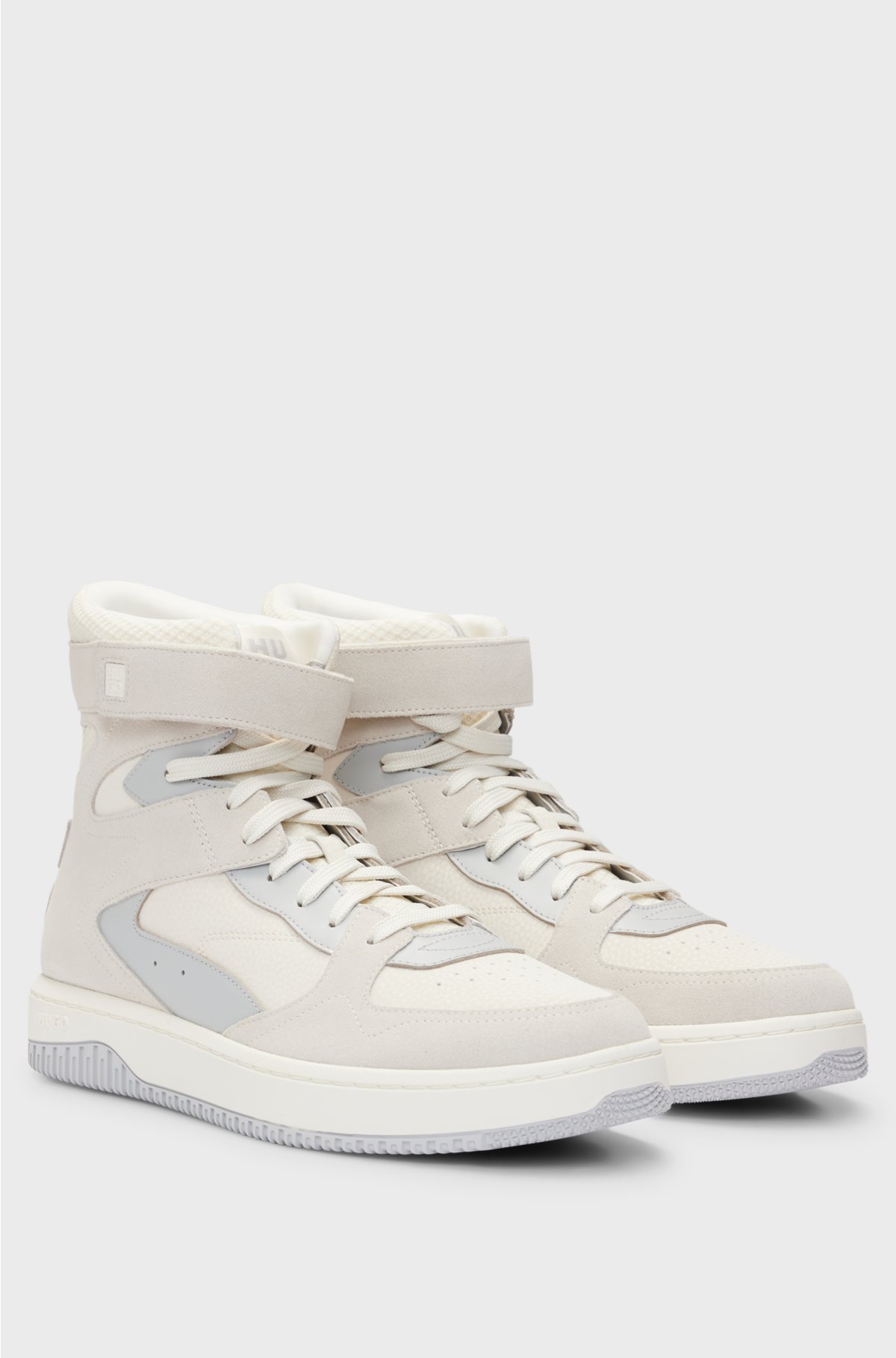 High-top trainers in a panelled design, Beige