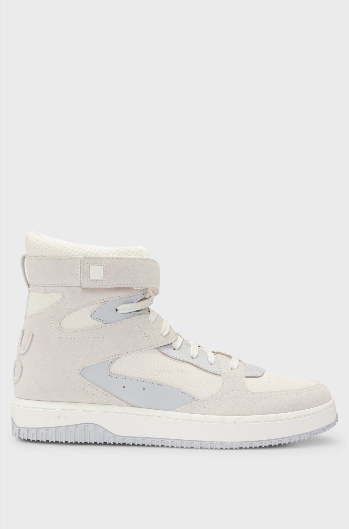 High-top trainers in a panelled design, Beige