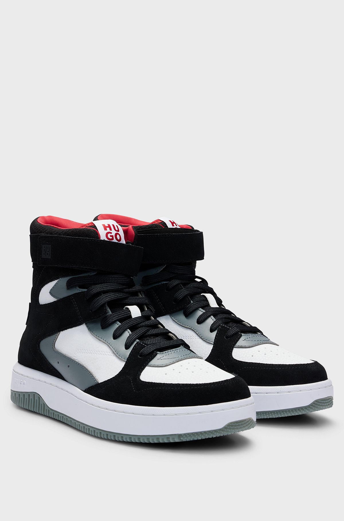 High-top trainers in a panelled design, Grey