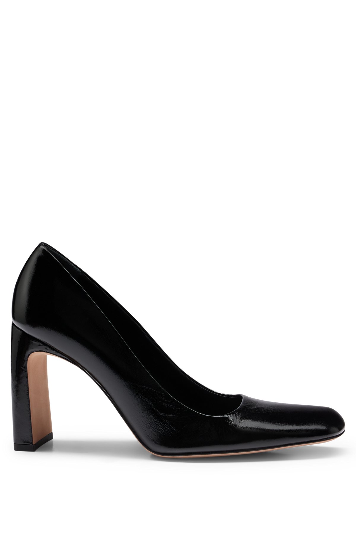 Leather pumps with 9cm block heel, Black