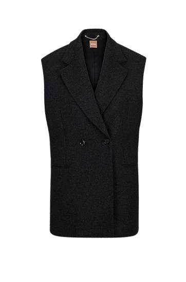 Sleeveless relaxed-fit jacket in wool-blend twill, Hugo boss
