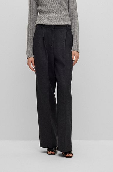 Relaxed-fit trousers in a wool blend with cashmere, Dark Grey
