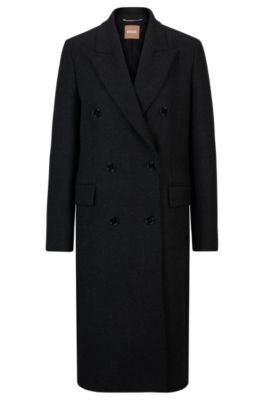 BOSS Double breasted coat in wool blend twill