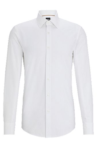 Slim-fit overhemd van katoen met kenmerkend streepdetail, Wit