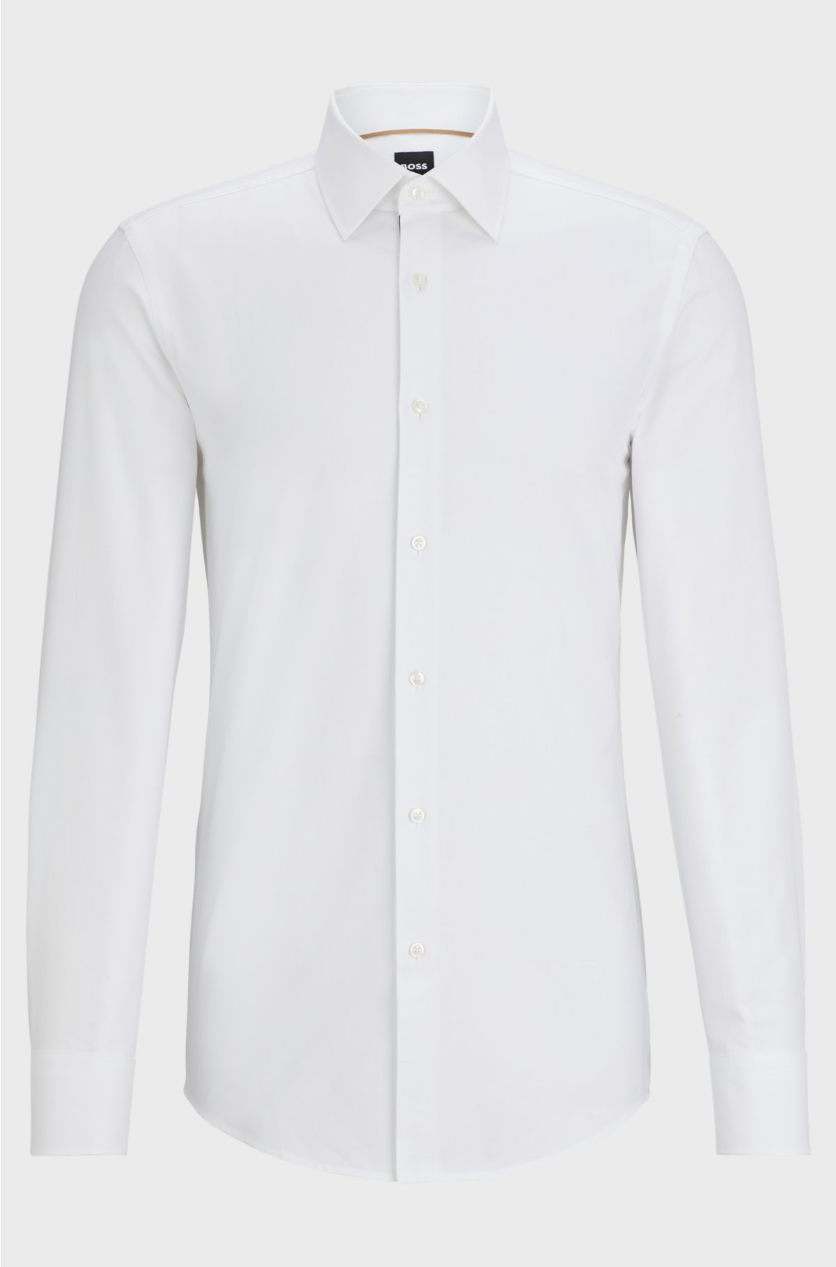 Slim-fit shirt in cotton with signature-stripe trim, White