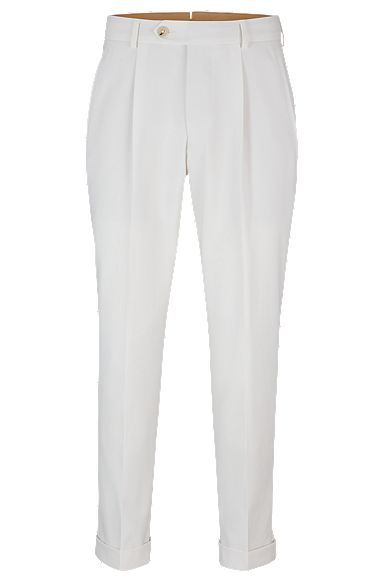 Relaxed-fit trousers in stretch wool, White