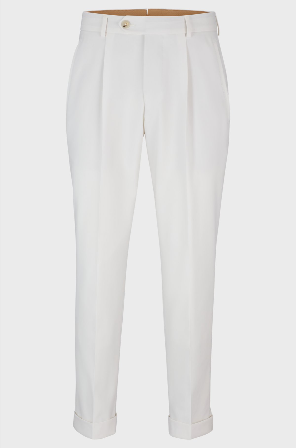 Relaxed-fit trousers in stretch wool, White