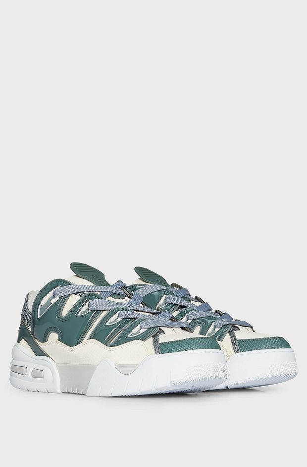 Skate-inspired trainers in mixed materials, Green