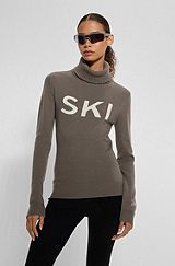 BOSS x Perfect Moment-sweater med slogan i ny uld, Kaki