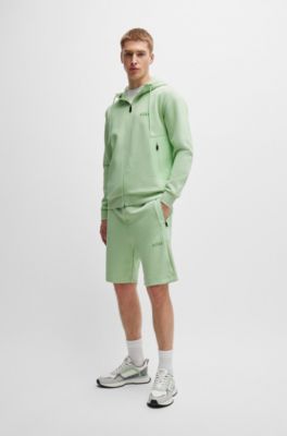 BOSS - Cotton-blend zip-up hoodie with 3D-moulded logo 