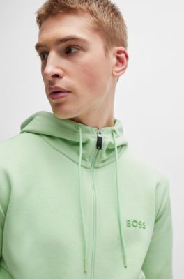 BOSS - Cotton-blend zip-up hoodie with 3D-moulded logo 