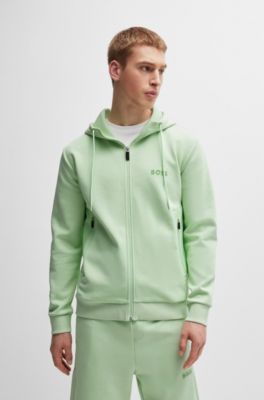 BOSS - Cotton-blend zip-up hoodie with 3D-moulded logo 