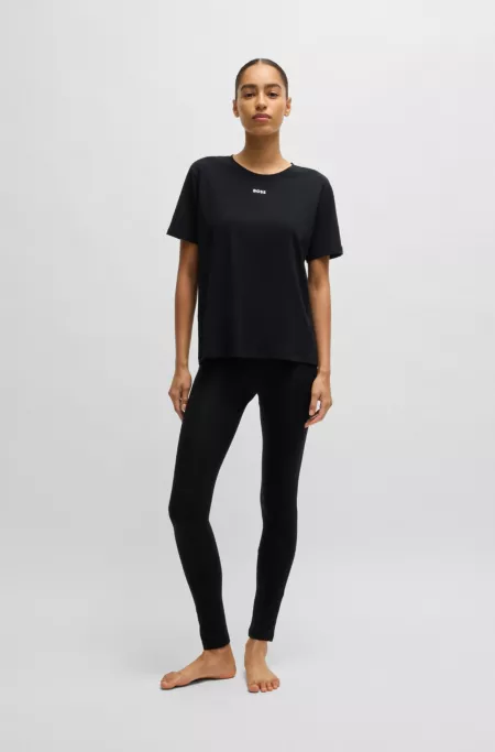 Logo-print pyjama T-shirt in stretch-cotton jersey