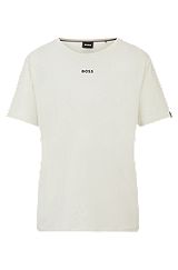 Pyjama T-shirt in stretch cotton with logo print, White