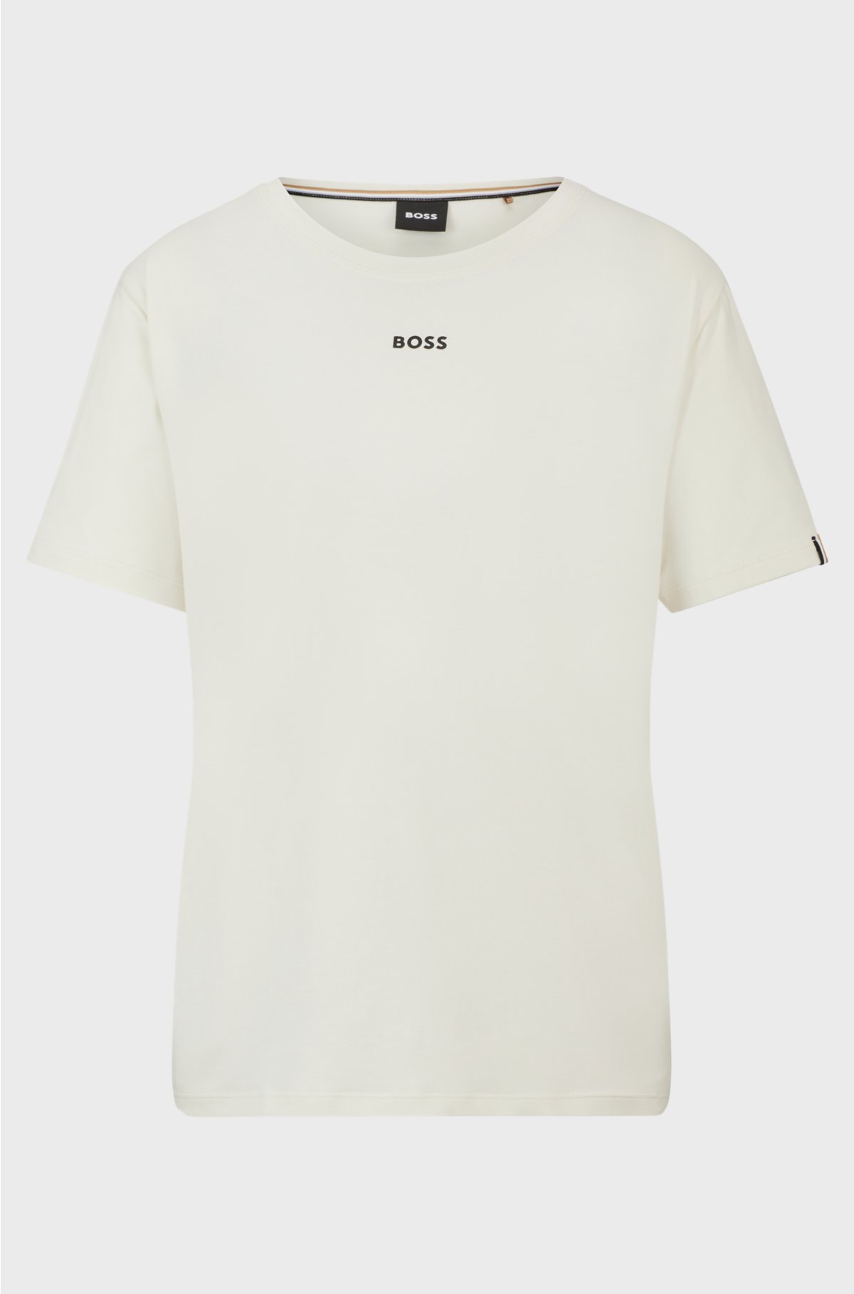 Logo-print pyjama T-shirt in stretch-cotton jersey, White