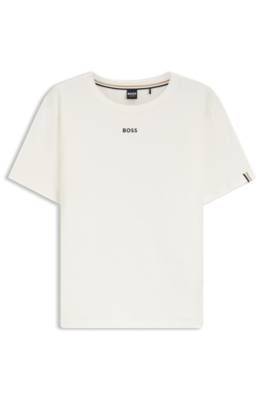 Stretch-cotton pyjama T-shirt with logo print 1