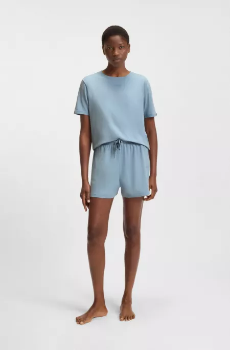 Logo-print pyjama T-shirt in stretch-cotton jersey