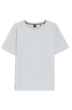Stretch-cotton pyjama T-shirt with logo print