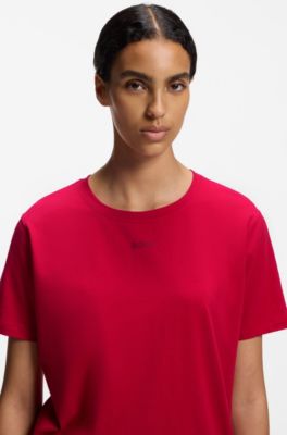 T-shirt del pigiama in cotone elasticizzato con logo stampato, Rosso