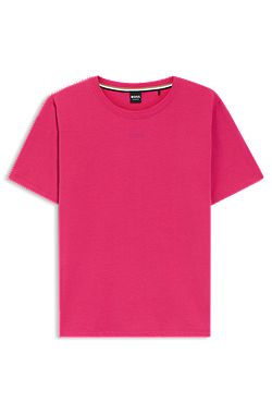 Stretch-cotton pyjama T-shirt with logo print