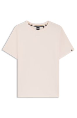 Pyjama-T-shirt van stretchkatoen met logodetail, Lichtroze