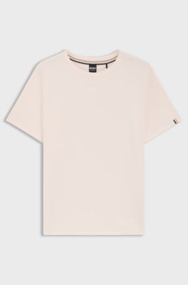 Stretch-cotton pyjama T-shirt with logo print, light pink