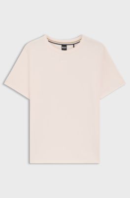 Stretch-cotton pyjama T-shirt with logo print, light pink