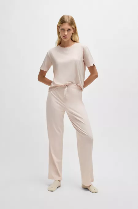 Logo-print pyjama T-shirt in stretch-cotton jersey