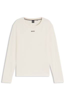 Stretch-cotton pyjama top with logo print 1