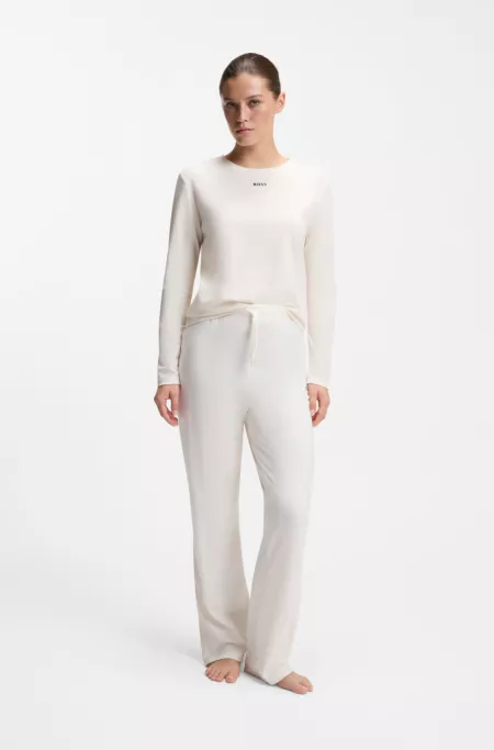 T-shirt de pyjama en coton stretch à imprimé logoté