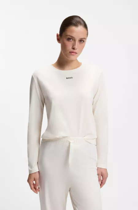 T-shirt de pyjama en coton stretch à imprimé logoté