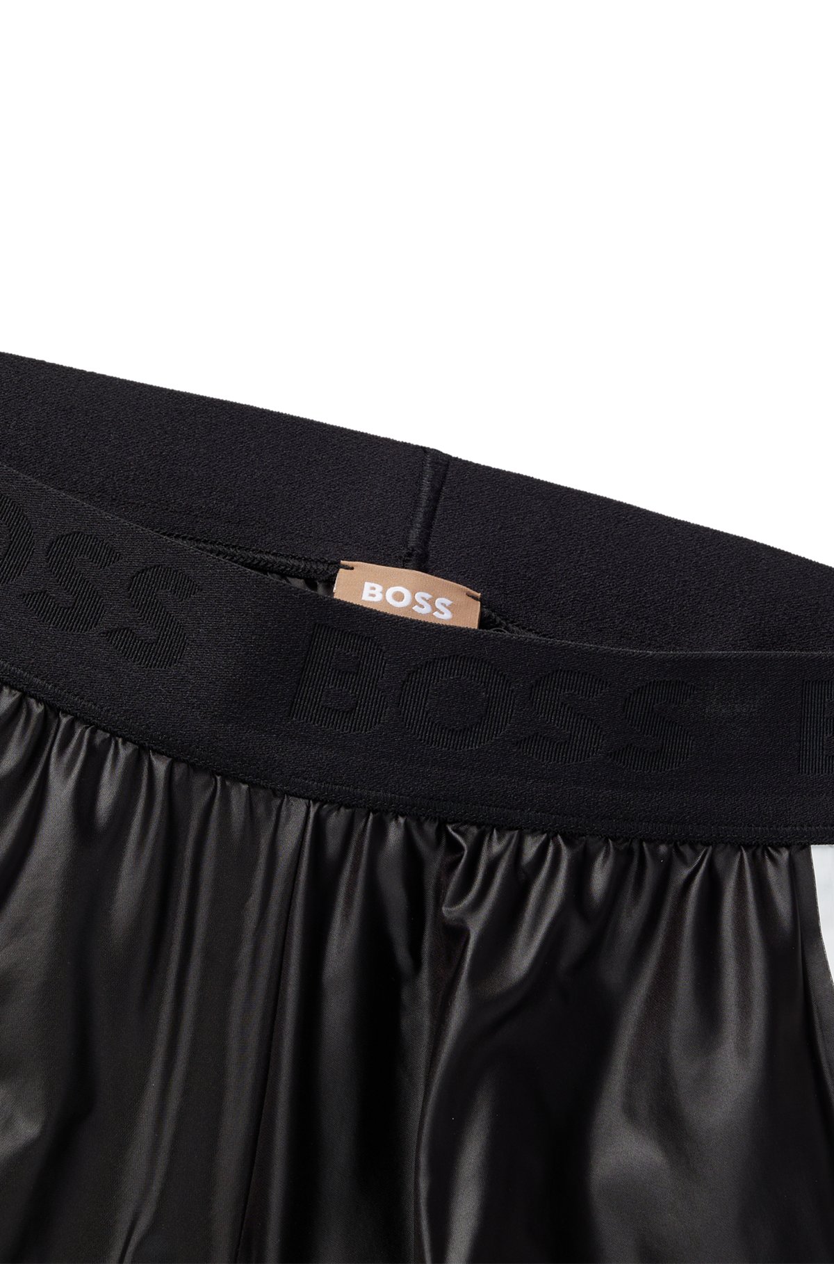 BOSS x Alica Schmidt-løbeshorts med stribet logo, Sort