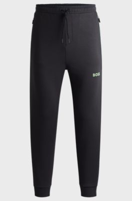 Cotton-blend tracksuit bottoms with 3D-moulded logo, Black