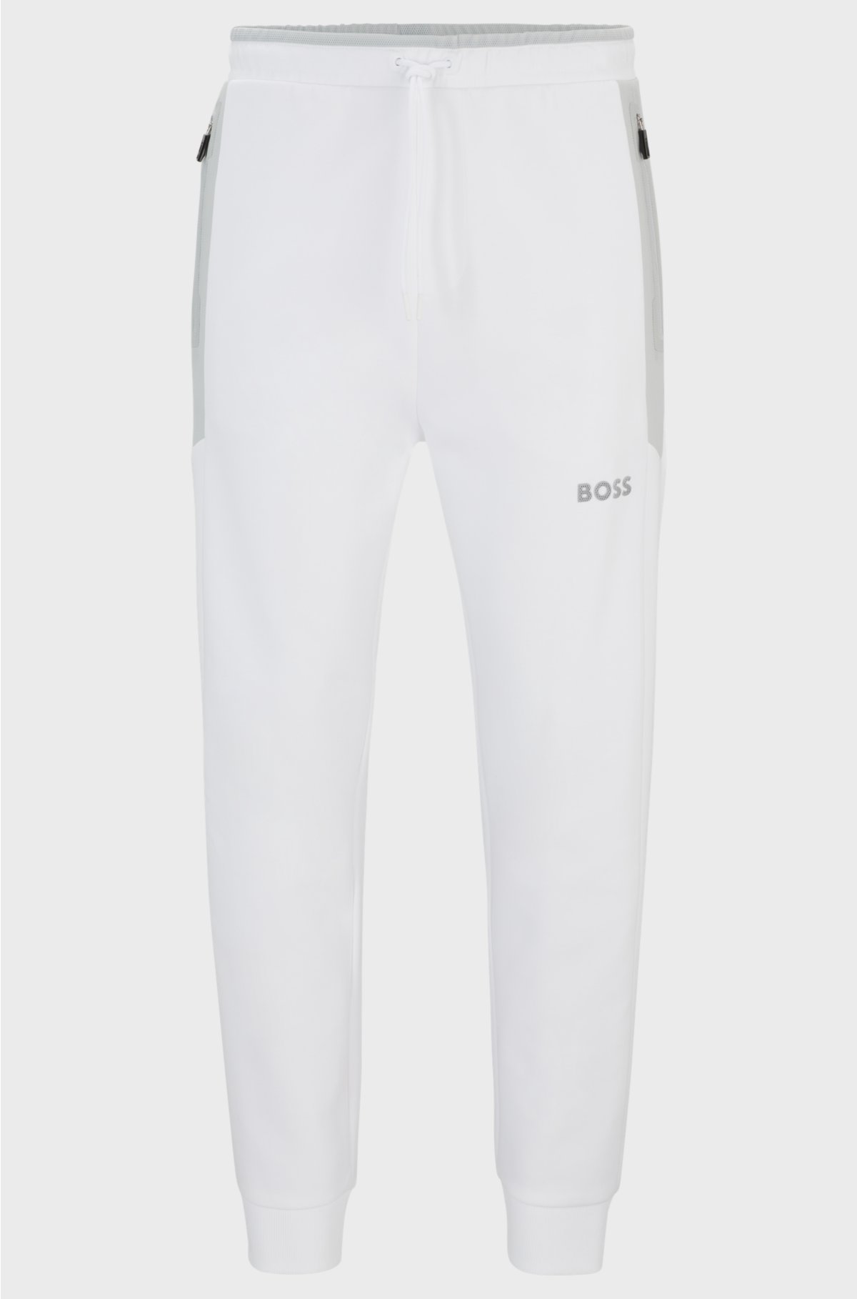 Cotton-blend tracksuit bottoms with 3D-moulded logo, White