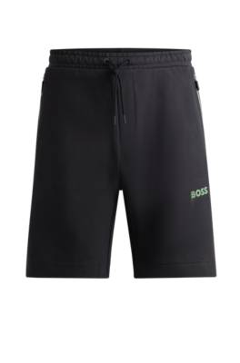 Hugo Boss Cotton-blend Shorts With 3d-moulded Logo In Black