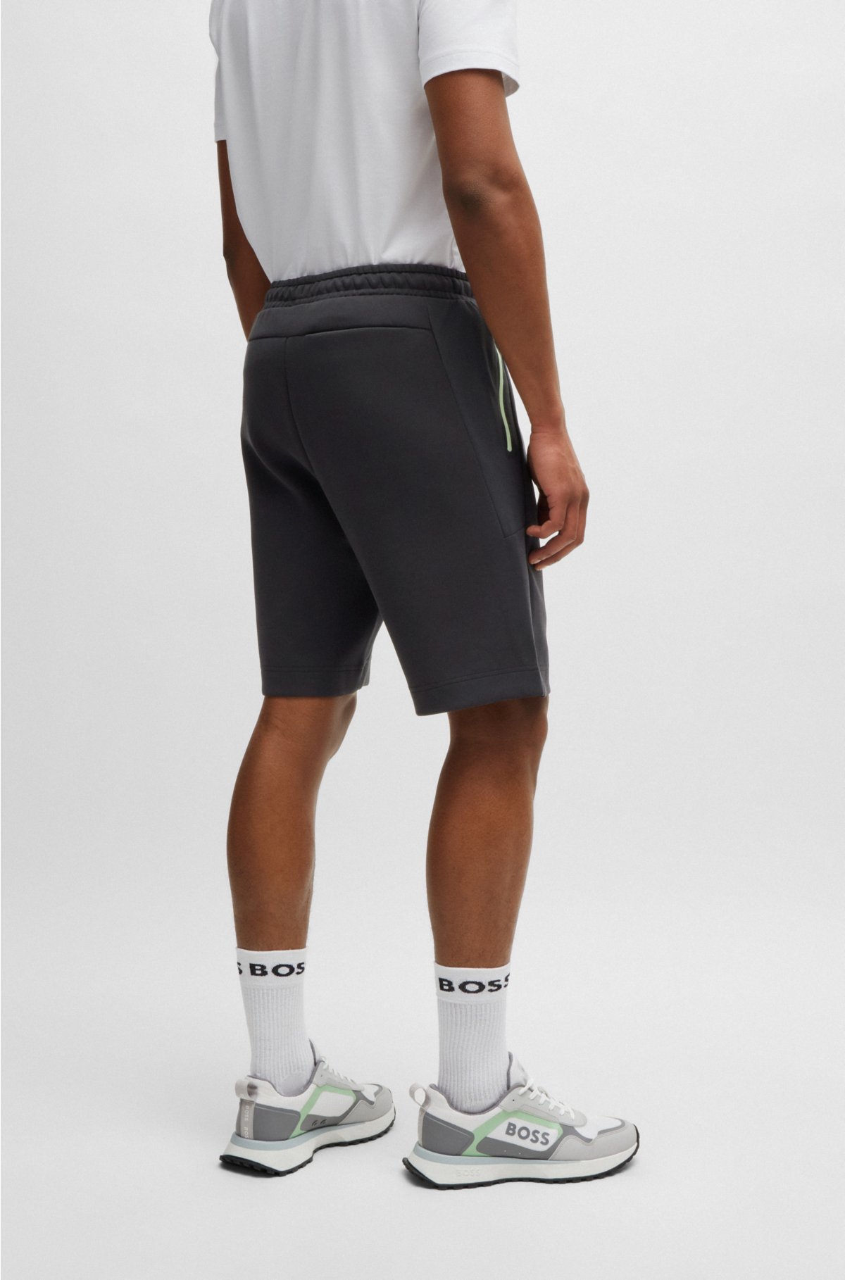 Cotton-blend shorts with 3D-moulded logo, Black