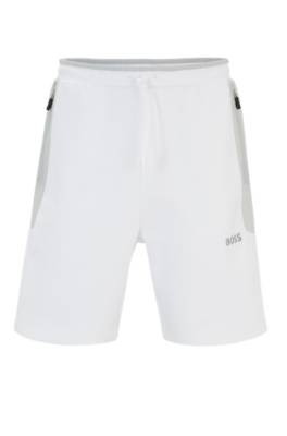 Hugo Boss Cotton-blend Shorts With 3d-moulded Logo In White