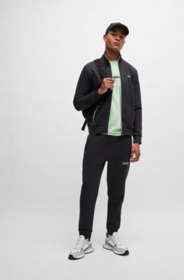 BOSS - Cotton-blend zip-up sweatshirt with 3D-moulded logo