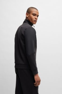 BOSS - Cotton-blend zip-up sweatshirt with 3D-moulded logo