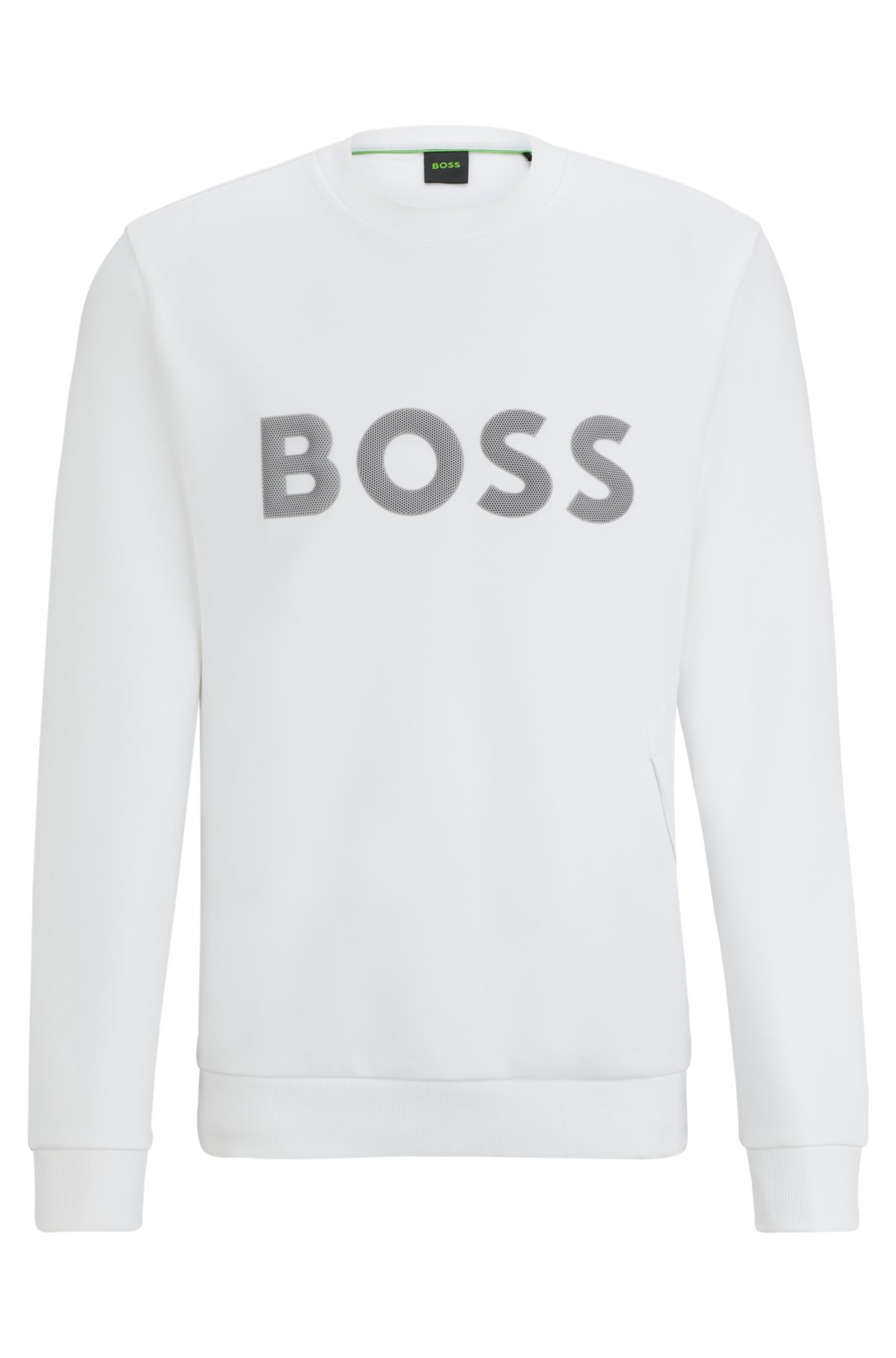 Cotton-blend sweatshirt with 3D-moulded logo, White