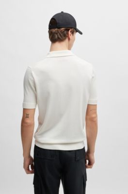 HUGO - Strick-Poloshirt mit Reißverschluss am Kragen und Stack-Logo
