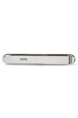 BOSS Tie clip with signature stripe and logo