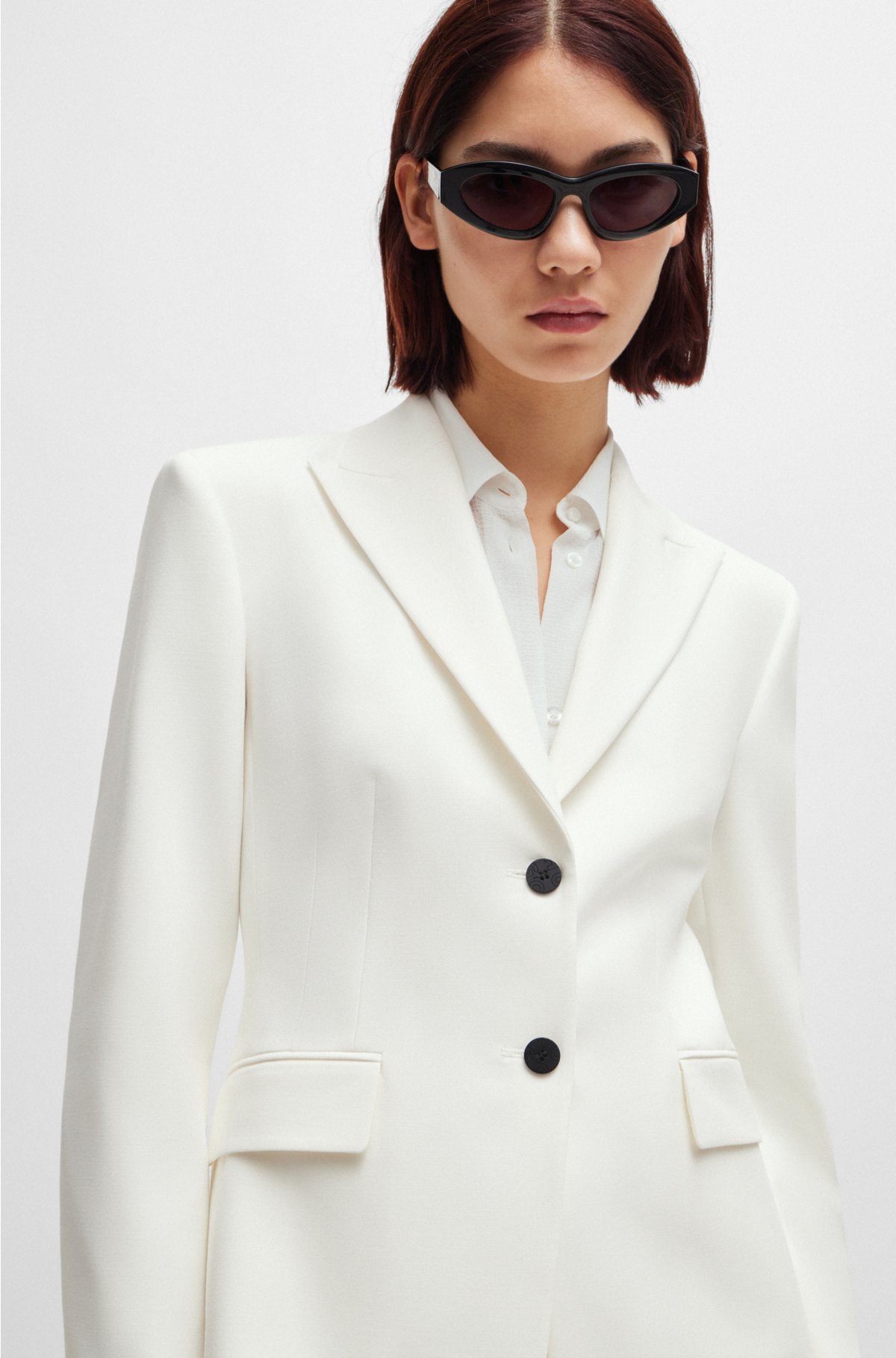 Slim-fit jacket in stretch fabric, White