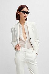 Slim-fit jacket in stretch fabric, White