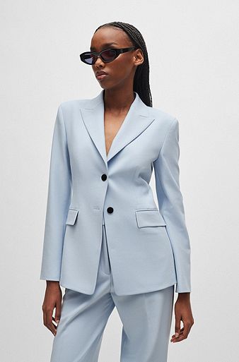 Slim-fit jacket in stretch fabric, Light Blue