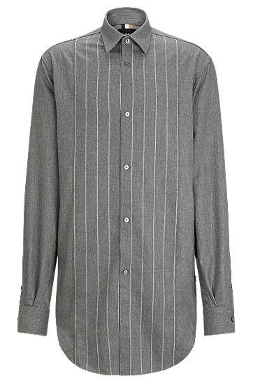 All-gender shirt in melange wool-cashmere flannel, Hugo boss
