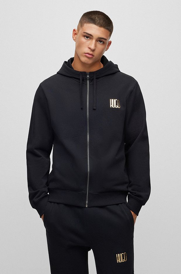 Cotton-terry tracksuit with new-season logo, Black
