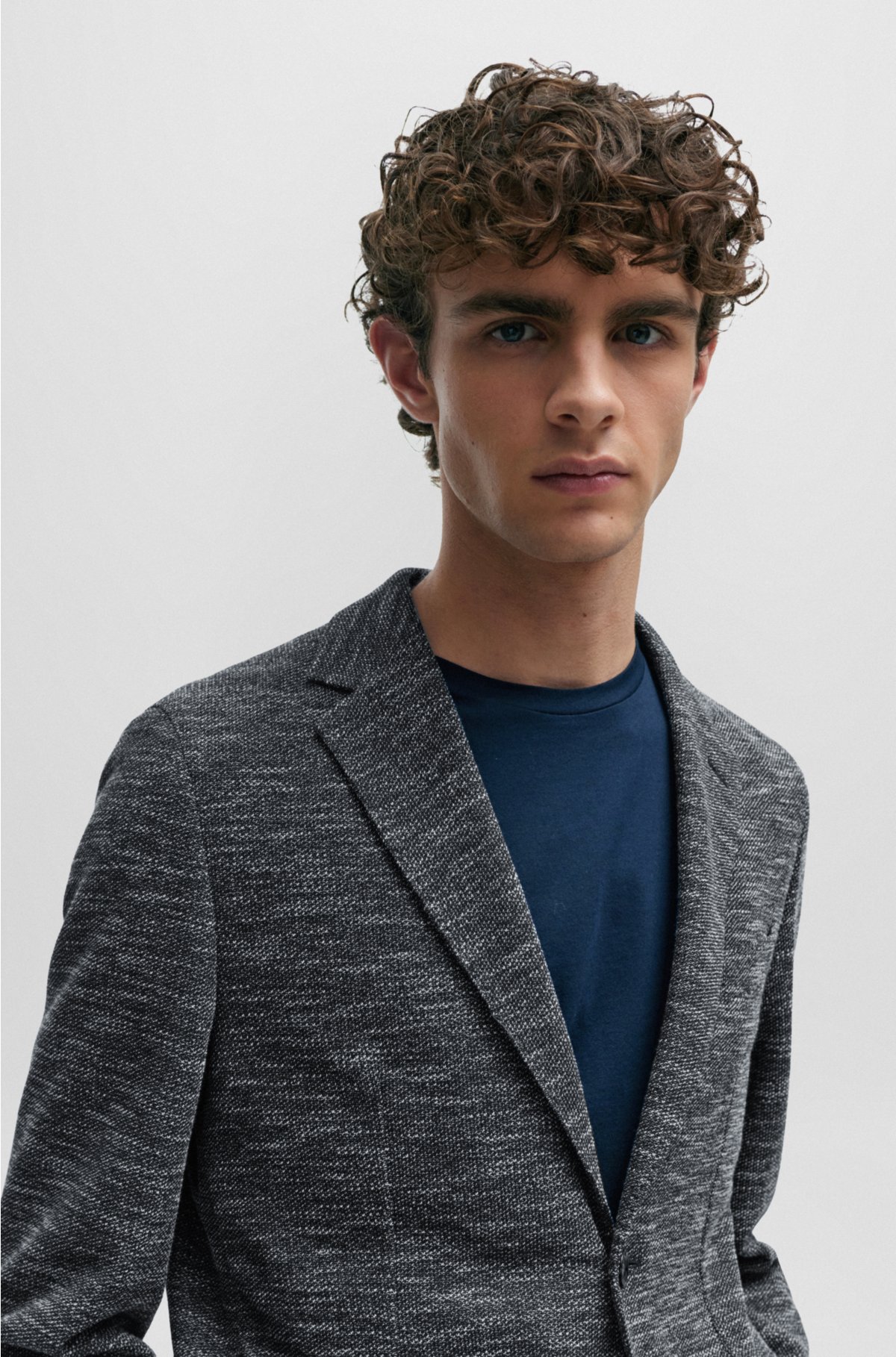 BOSS - Regular-fit jacket in micro-patterned stretch jersey